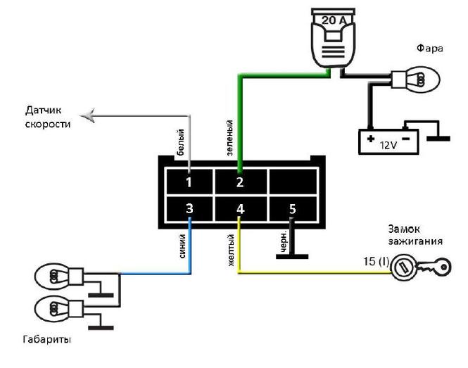Схема подключения света на скутере